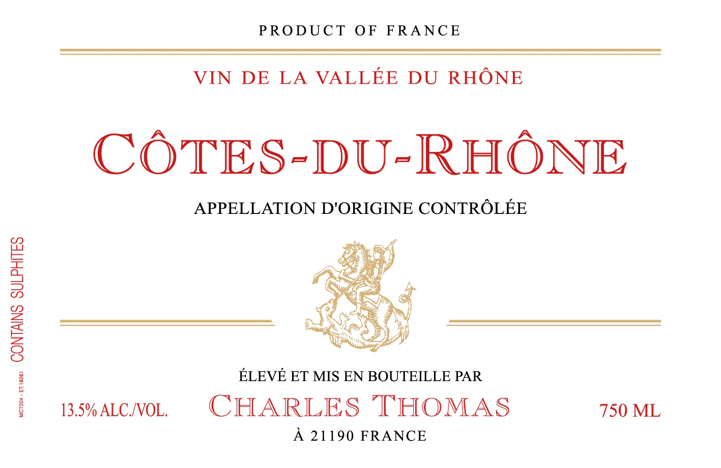 CHARLES THOMAS COTES DU RHONE ROUGE - Image 2