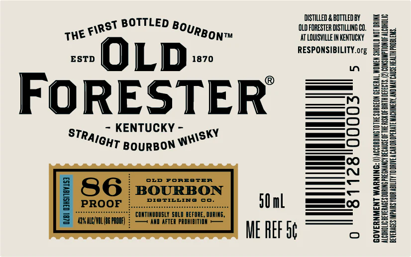 OLD FORESTER 86 50ML SLEEVE (10 BOTTLES) - Image 2