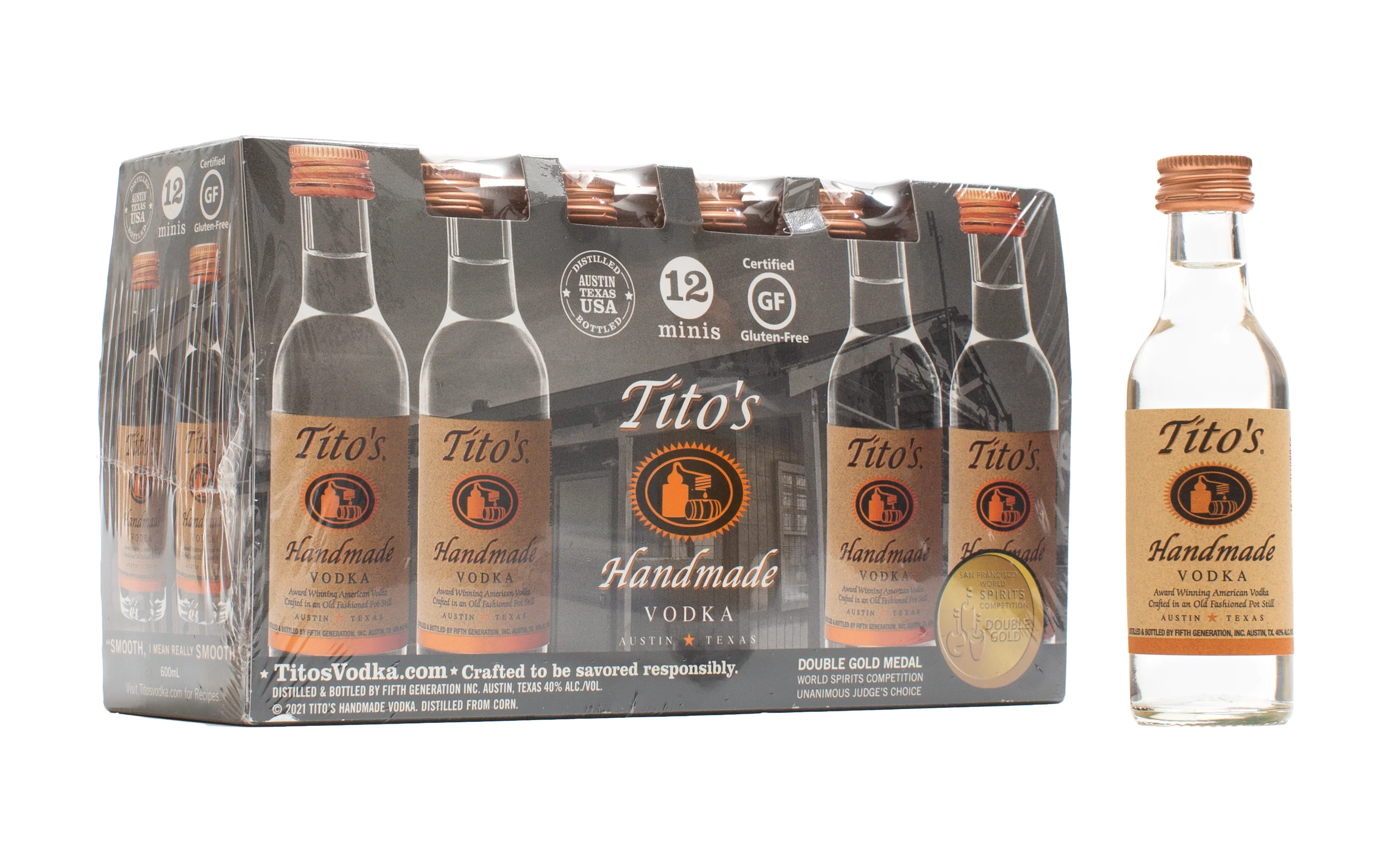 TITO'S HANDMADE VODKA 50ML SLEEVE (12 BOTTLES)